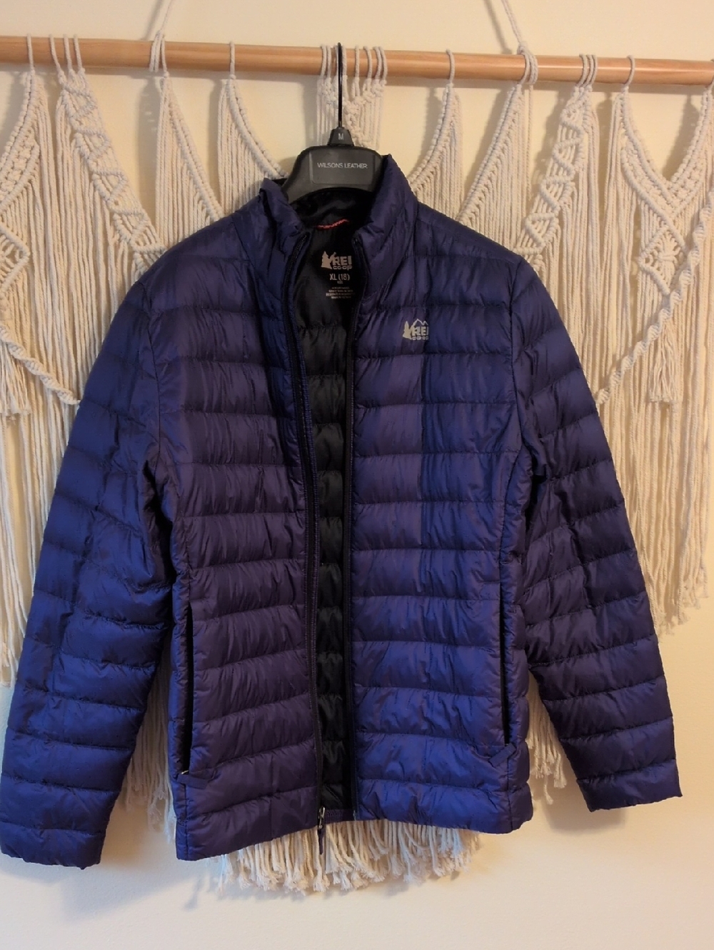 REI Navy Blue/Purple Quilted Packable Puffer Jacket